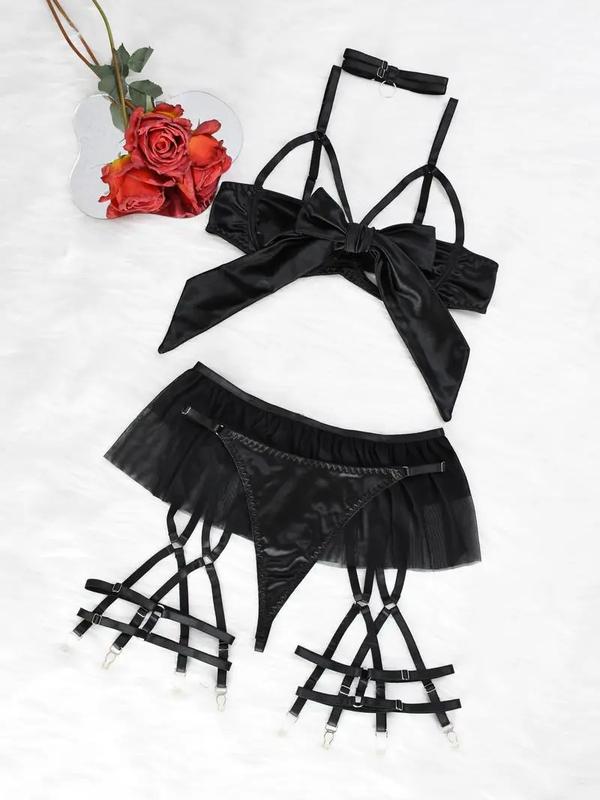 Women's sports bra 6pcs Sexy Silk Bow Front Push Up Bra Lingerie Set,Fashion Comfortable Lingerie & Underwear, girls red lingerieset Womenswear Lady sexy lingerie Elegance Feminine Elegant Everyday Minimalist